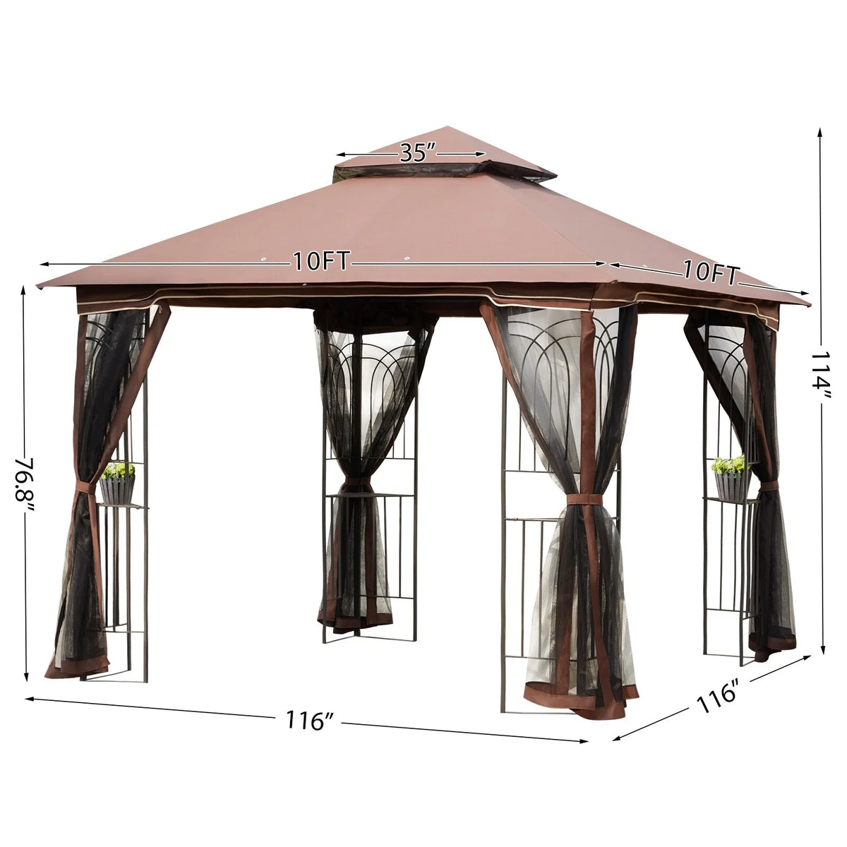 10x10 Outdoor Gazebo Double Soft-top Canopy Tent D736319