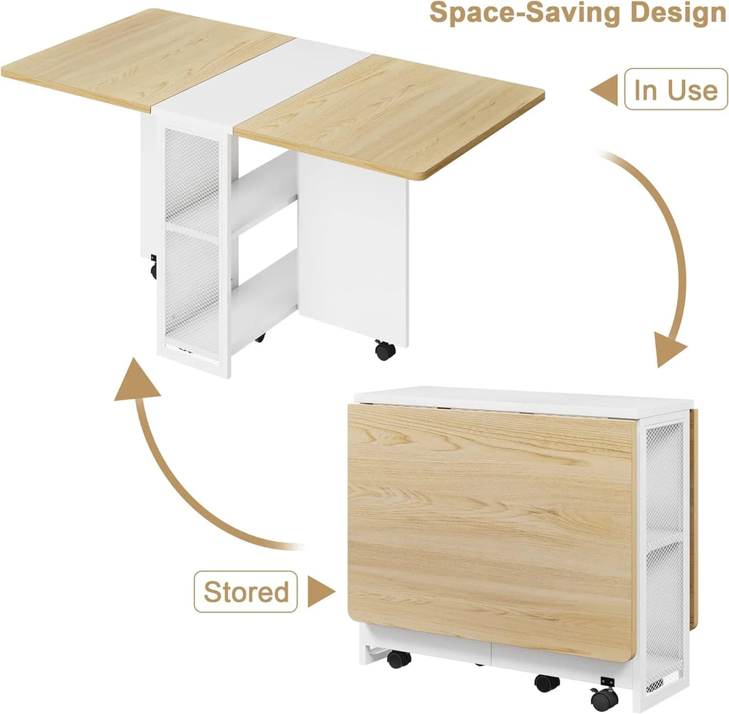 Space Saving Folding Dining Table with 2 Tier T318