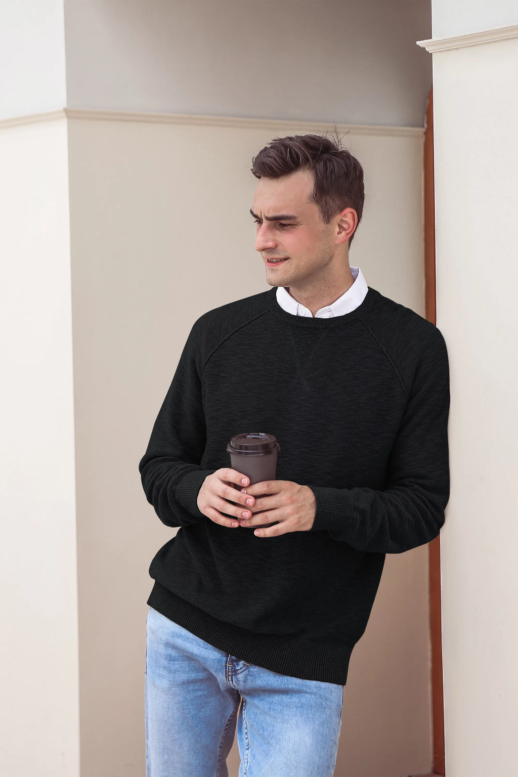Cotton Rib Knit Crewneck Sweater K17447