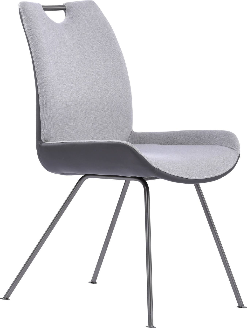 Grey Powder Coated Pewter Fabric Dining Chair Set of 2 T9071