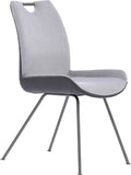 Grey Powder Coated Pewter Fabric Dining Chair Set of 2 T9071