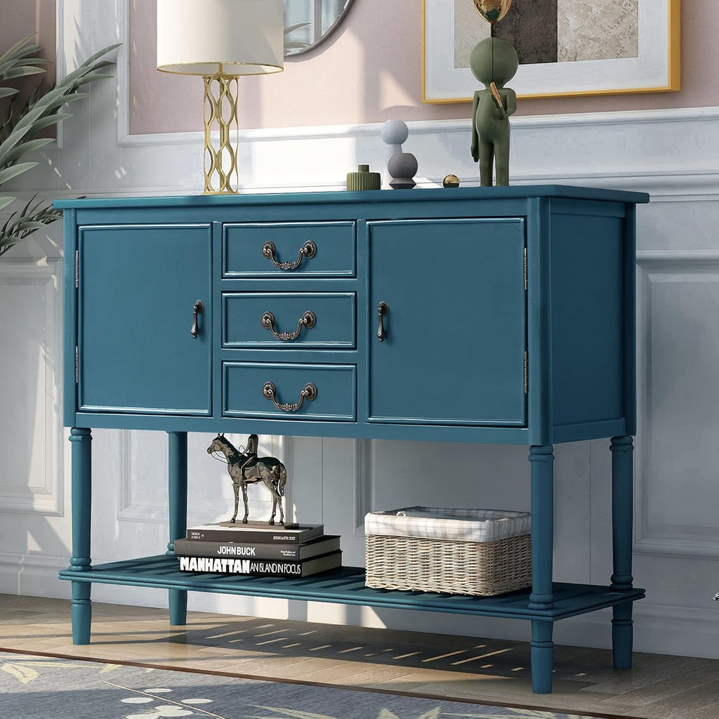 Espresso Wood Console Table with 2 Drawers, 2 Cabinets, 1 Shelf P40651