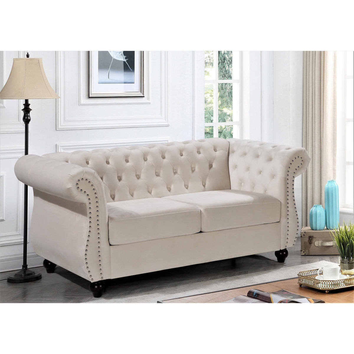 Pink Chesterfield Loveseat U393