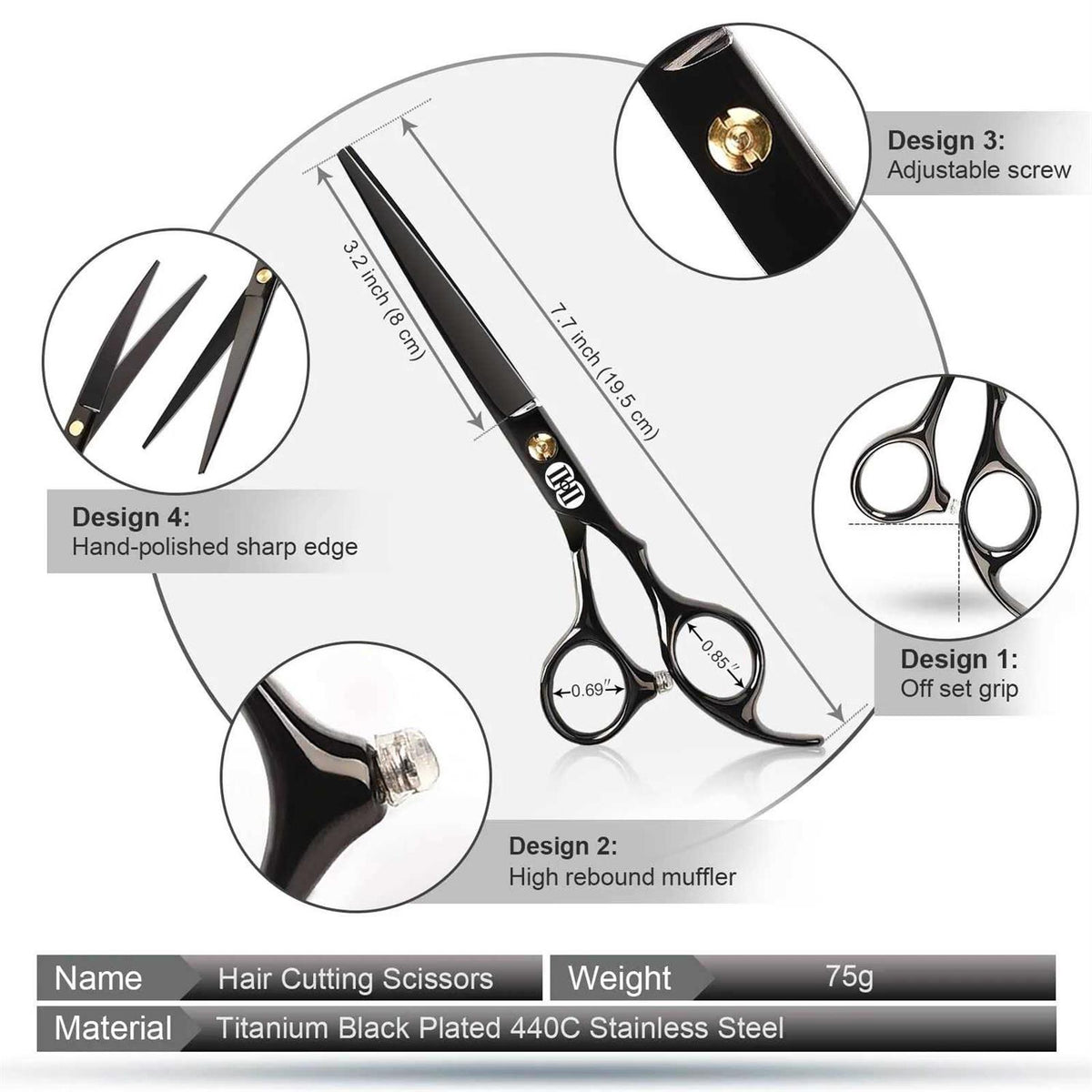 7 Inch Dog Grooming Scissors Kit with Curved Scissors Z67481