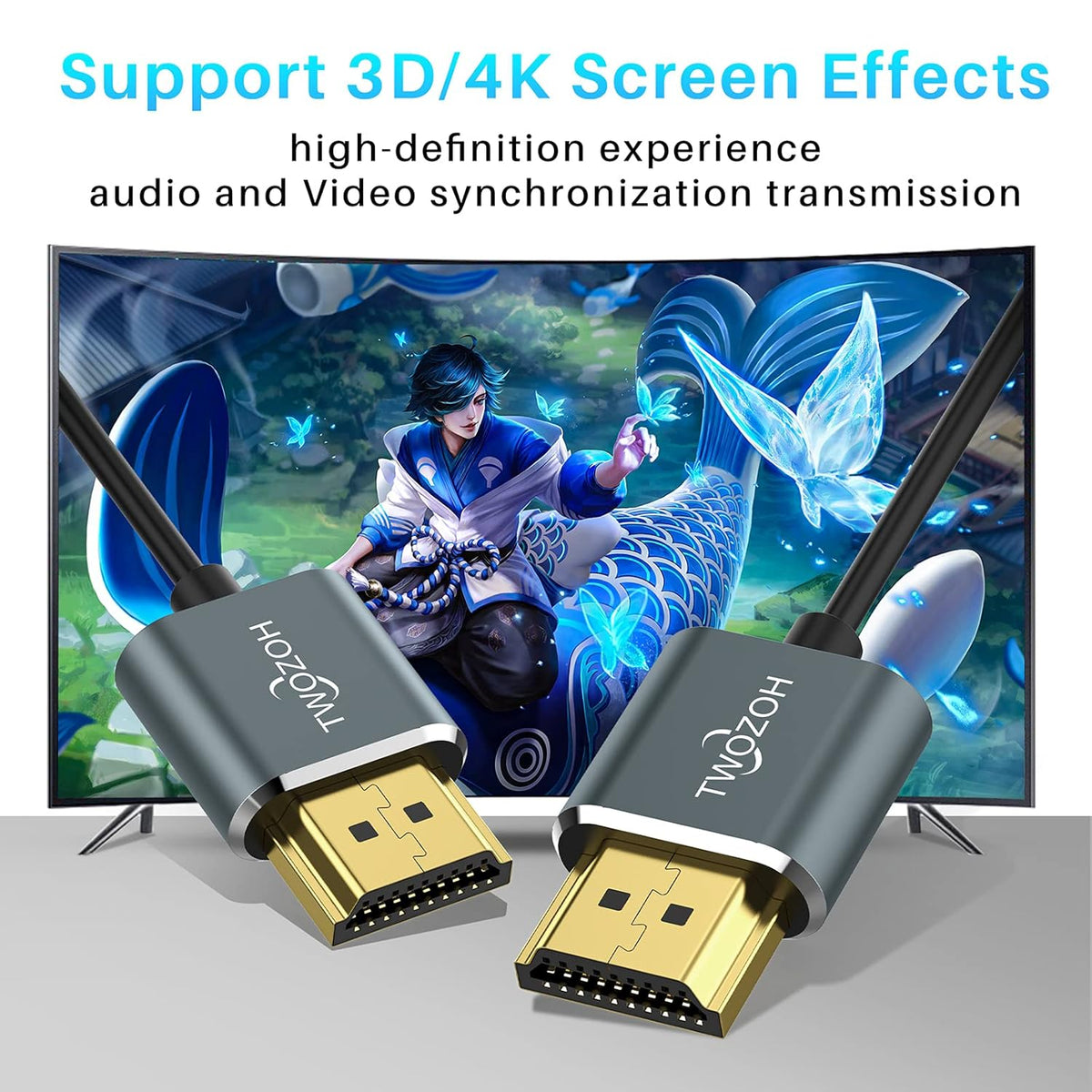 Ultra-Thin HDMI to HDMI Cable 5FT, Flexible HDMI 2.0 Cord Q6842