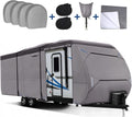 Upgraded Waterproof 500D Travel Trailer Cover with 4 Tire Covers, Tongue Jack Cover I542072