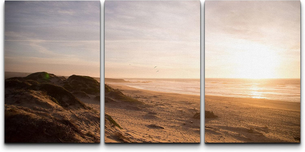 Canvas Print Wall Art Set Ocean Waves Marine Life Nautical Landscape Blue 16x24 x 3 U94217