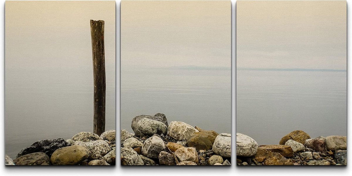Canvas Print Wall Art Set Ocean Waves Marine Life Nautical Landscape Blue 16x24 x 3 U94217