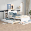 Full Size Wood Platform Bed with Trundle and Storage P33039