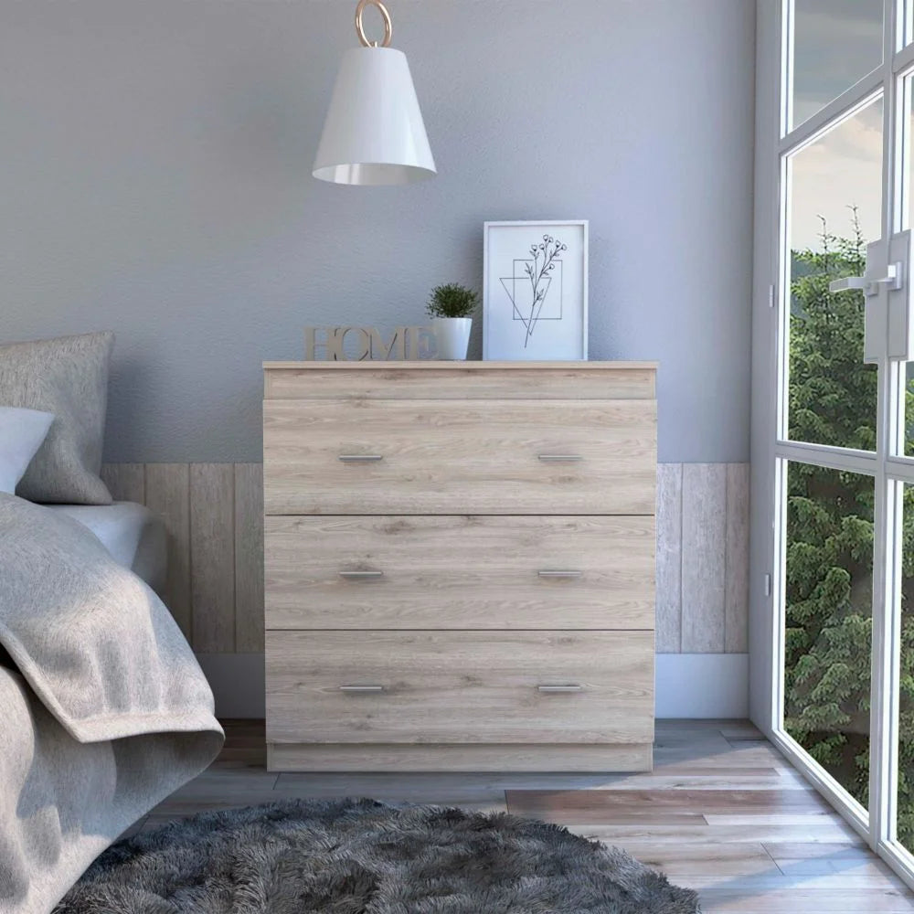 Black 3 Drawer Dresser with Metal Handles G3267