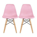 Pink Kids Size Plastic Side Chair with Natural Wood Legs I7513
