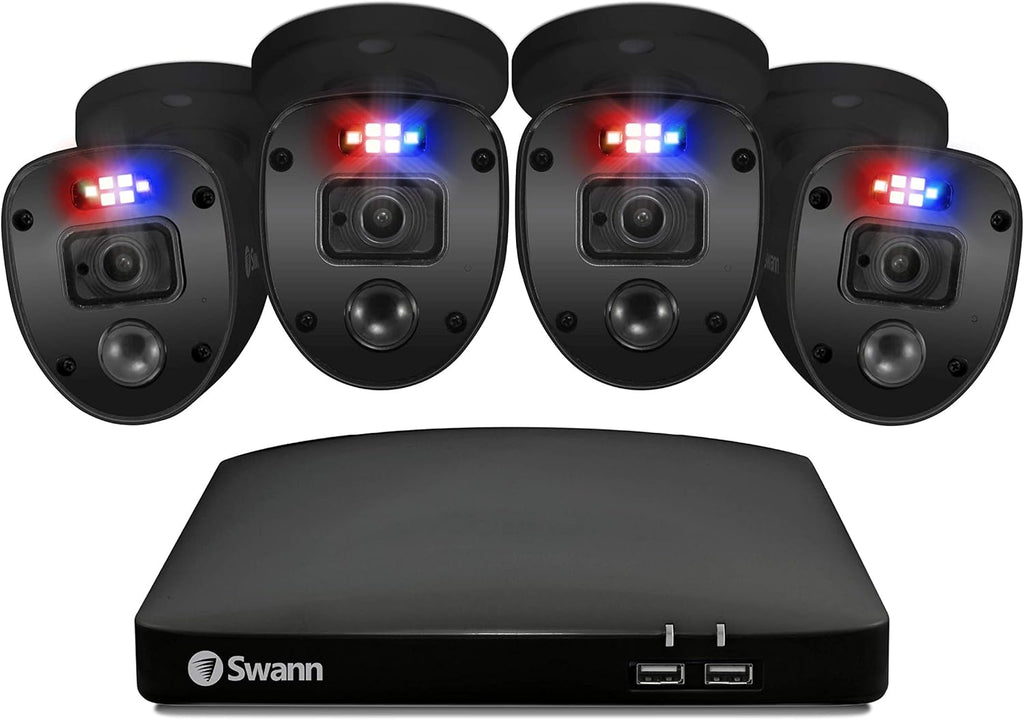 Black Enforcer 8 Channel 4 Camera Wired CCTV Security Camera System D8195