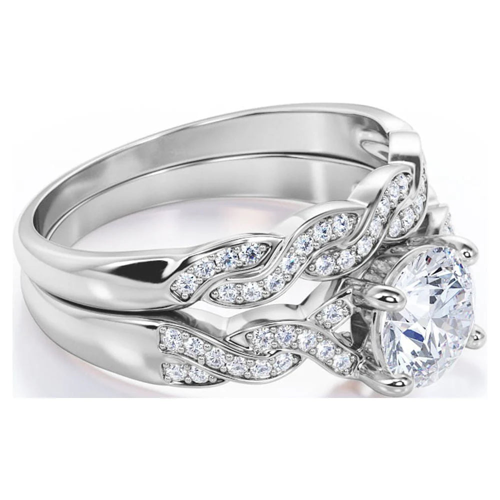 1.25 Carat Round Cut Moissanite Wedding Set B14746