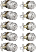 5 Pack Entry Door Knob and Single Cylinder Deadbolt Combo Pack in Satin Nickel A547