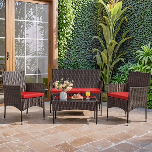 4 Pieces Rattan Wicker Patio Furniture Set M2174
