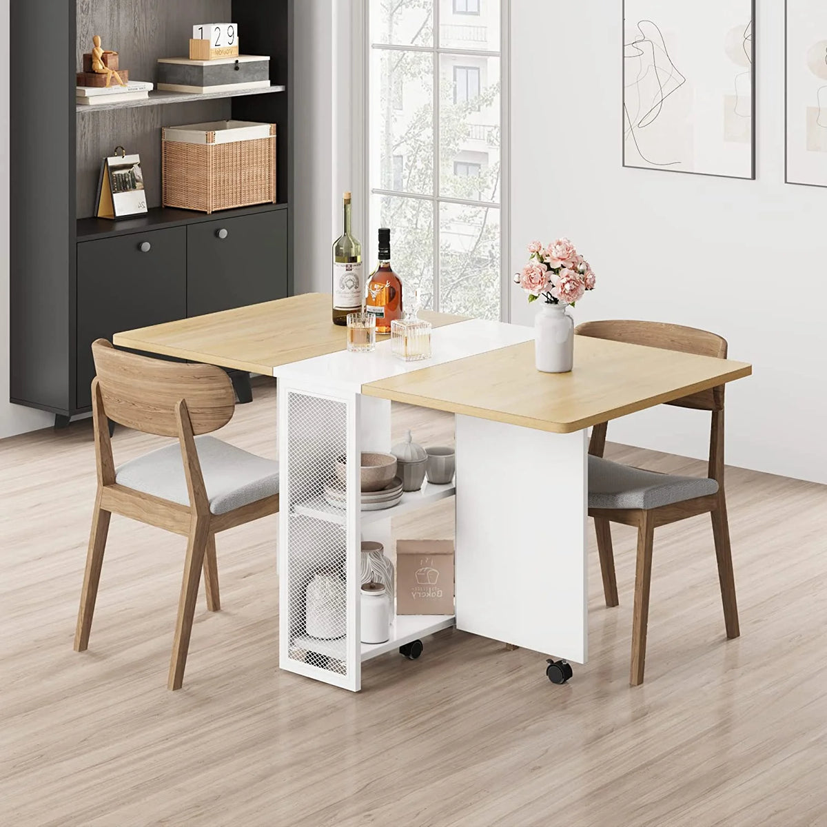 Space Saving Folding Dining Table with 2 Tier T318