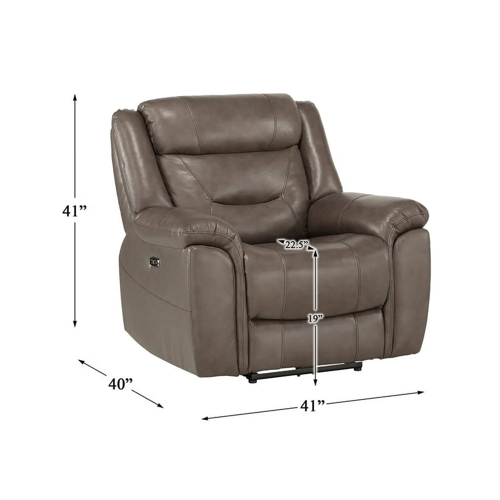 Brown Top Grain Leather Power Reclining Chair E37671