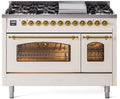 48 Dual Fuel Propane Gas Range Antique White Brass Trim Z939553