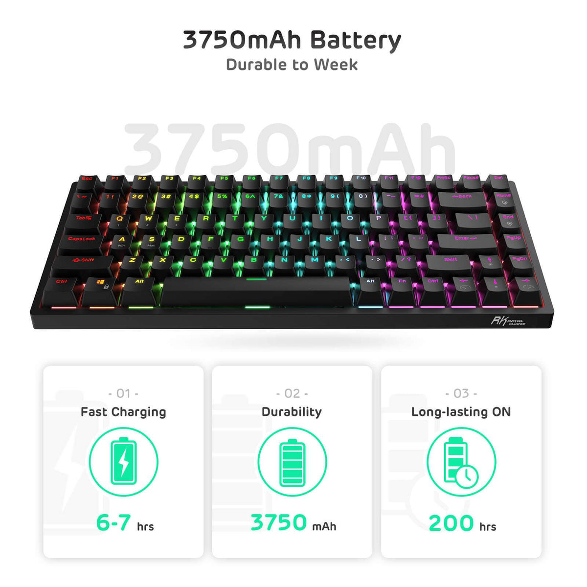 84 Keys Wireless 75% Mechanical Keyboard K378236
