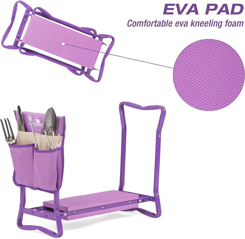 Garden Kneeler and Seat Stool Folding Bench with Tool Pocket and Kneeling Pad L1515