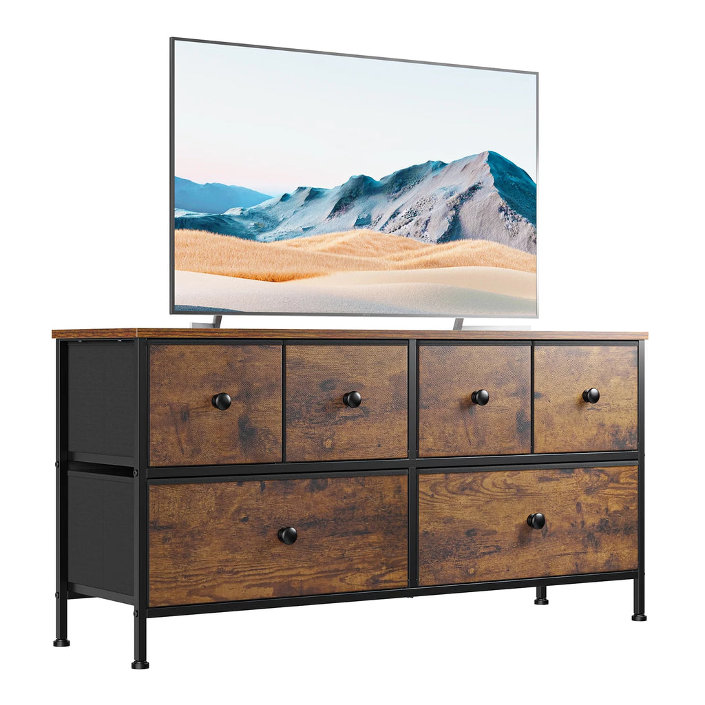 8 Drawer Fabric Dresser TV Stand with Outlet K3943