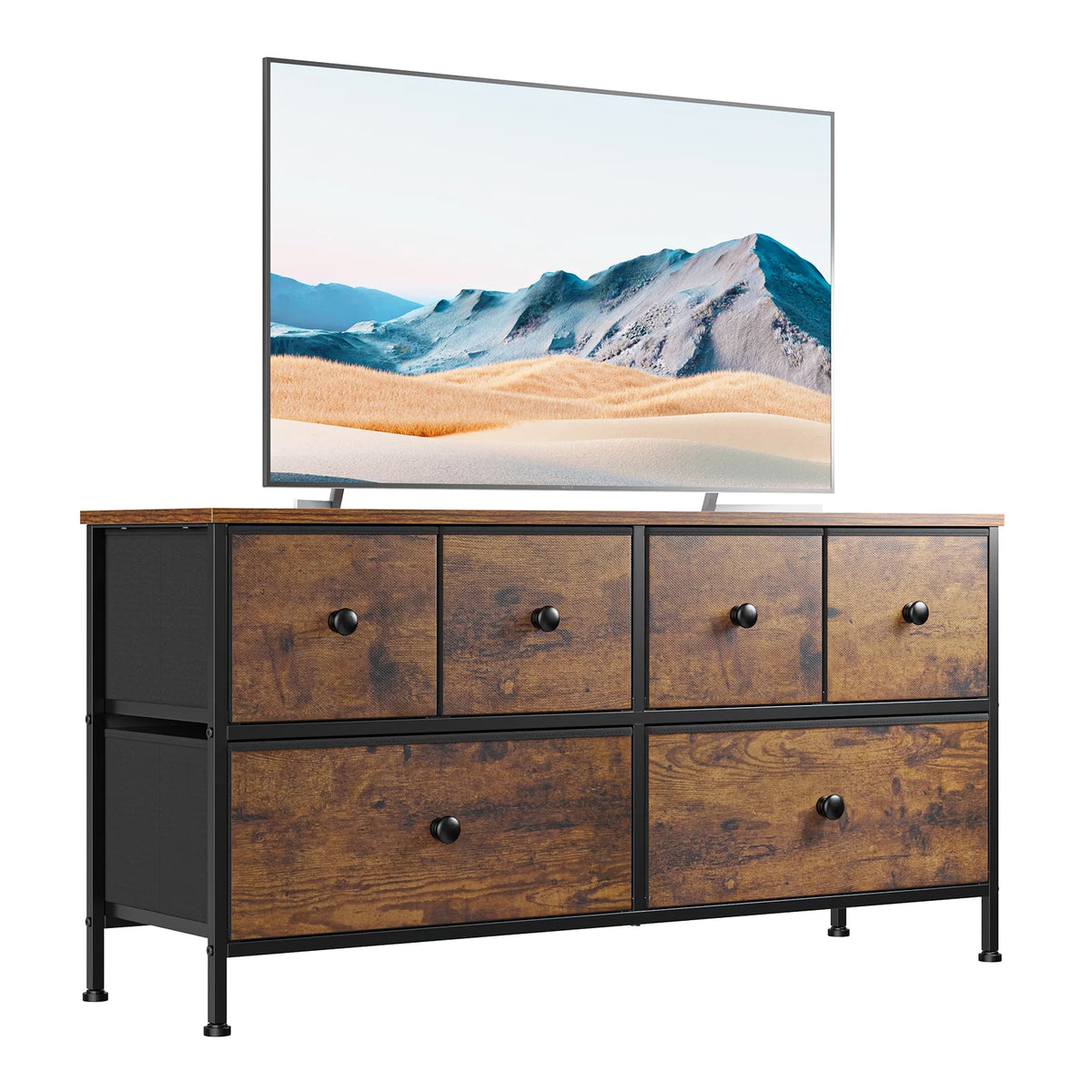 8 Drawer Fabric Dresser TV Stand with Outlet K3943